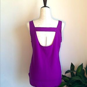 Fabletics Purple Open Back Bar Split Tank Top